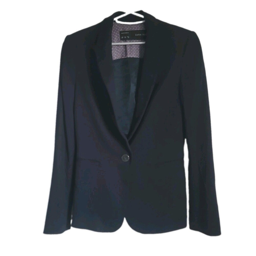 Zara Women’s Navy Blue Basic Blazer  Jacket Size XS